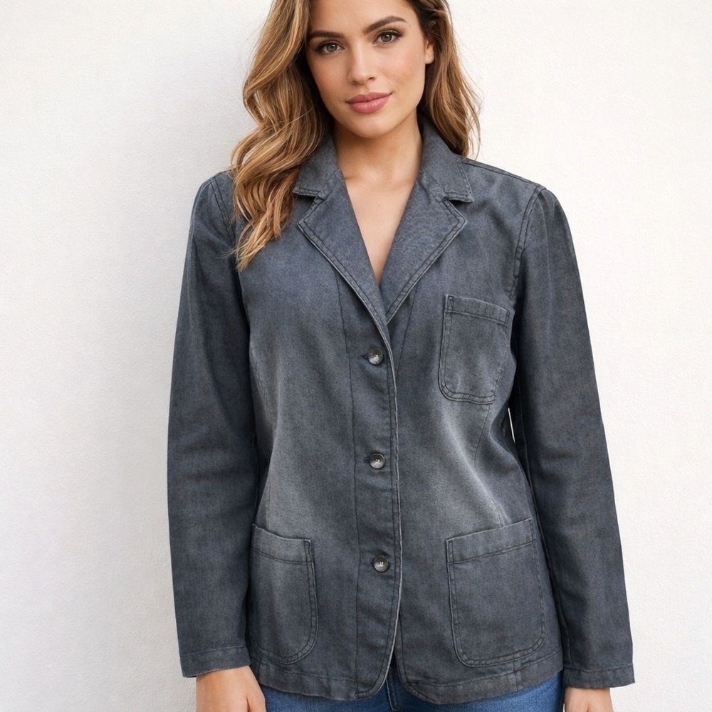 DKNY Modern Vintage Acid‎ Wash blazer L